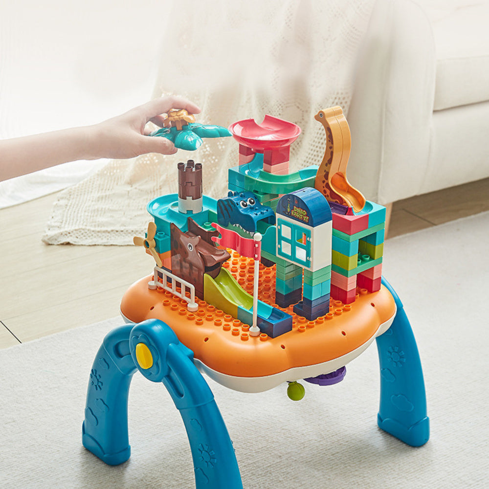 Interaktyvus mokomasis stalas su statybos paviršiumi 2in1, mėlynas