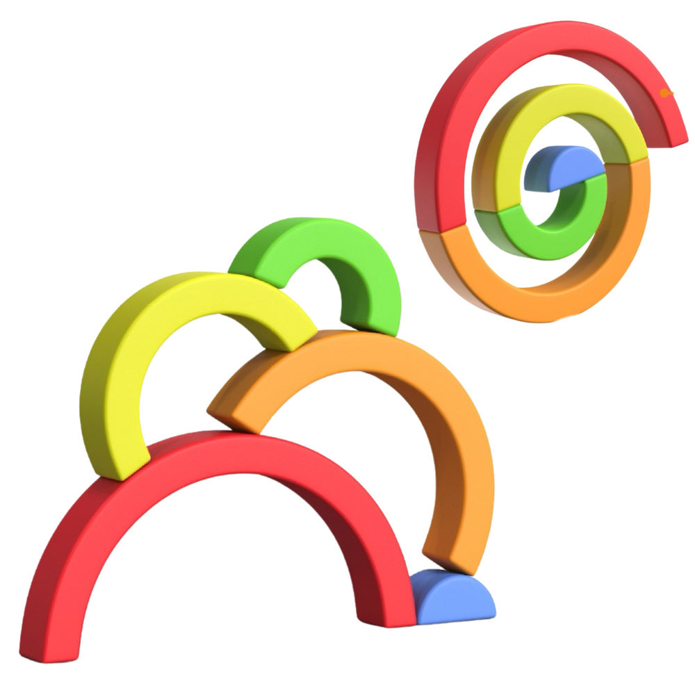 Spalvota vaivorykštės dėlionė iš guminių blokų 5 vnt.