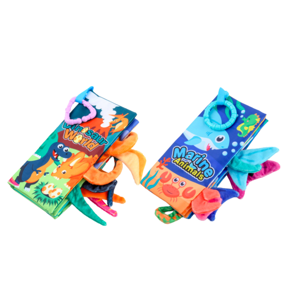 Minkštų sensorinių mokomųjų knygelių rinkinys vaikams 4 vnt.