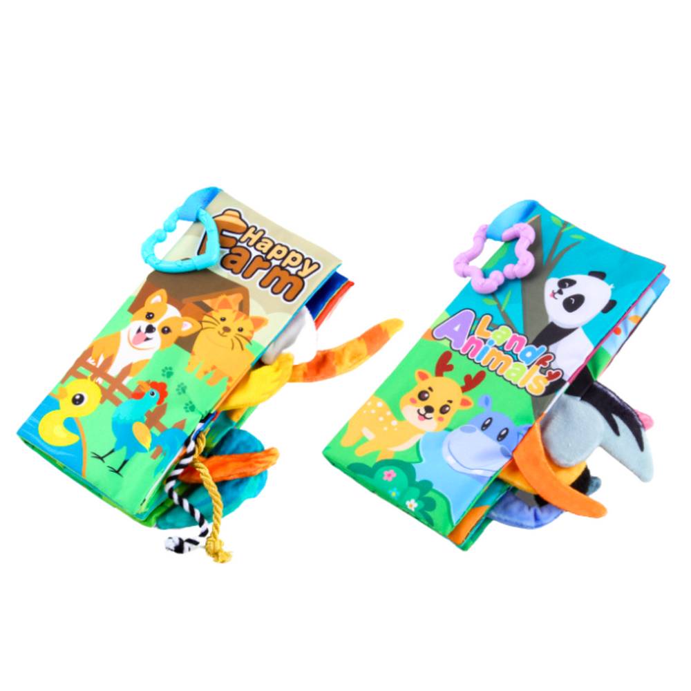 Minkštų sensorinių mokomųjų knygelių rinkinys vaikams 4 vnt.