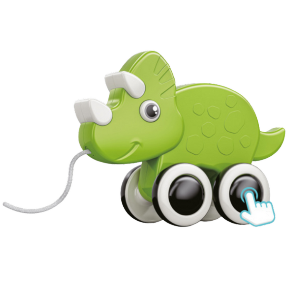 Traukiamas dinozauras su švilpuku, žalias