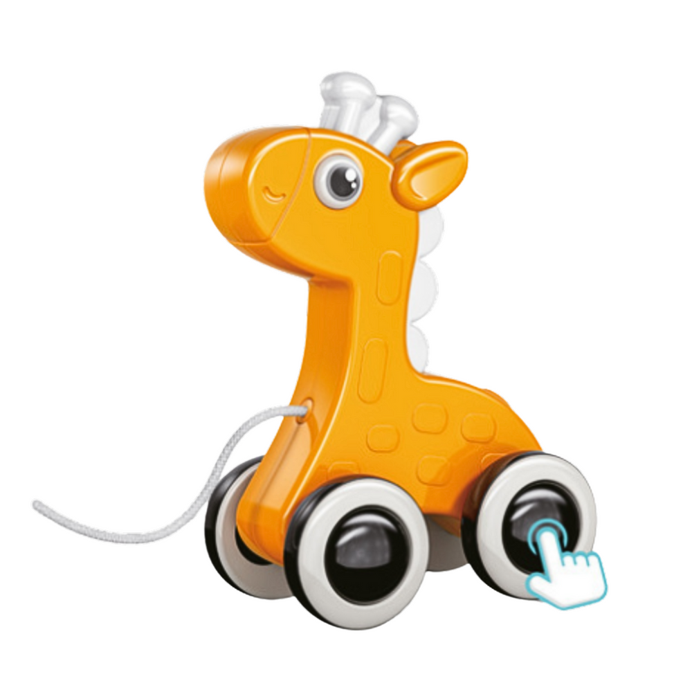 Traukiama žaislinė žirafa, geltona