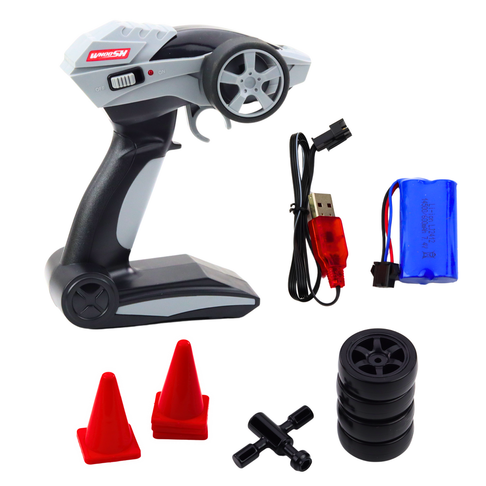 Nuotoliniu būdu valdomas drifto lenktyninis automobilis 30km/h 1:16, mėlynas