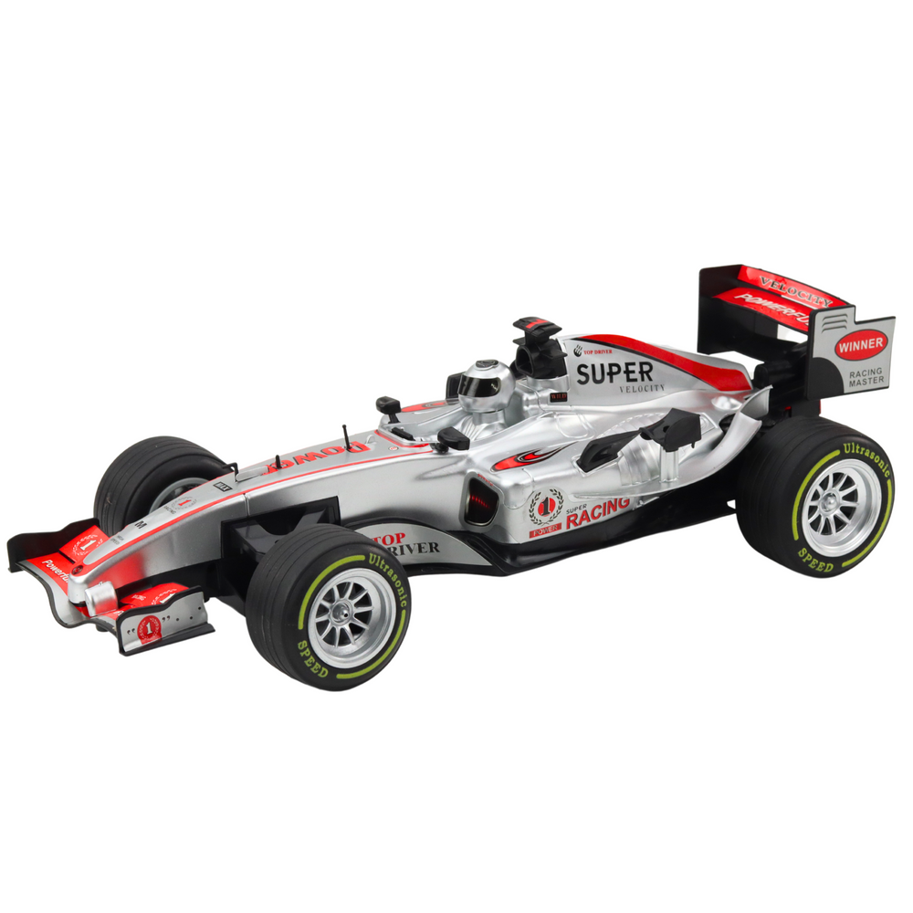 Nuotoliniu būdu valdomas lenktyninis automobilis 1:12, sidabrinis