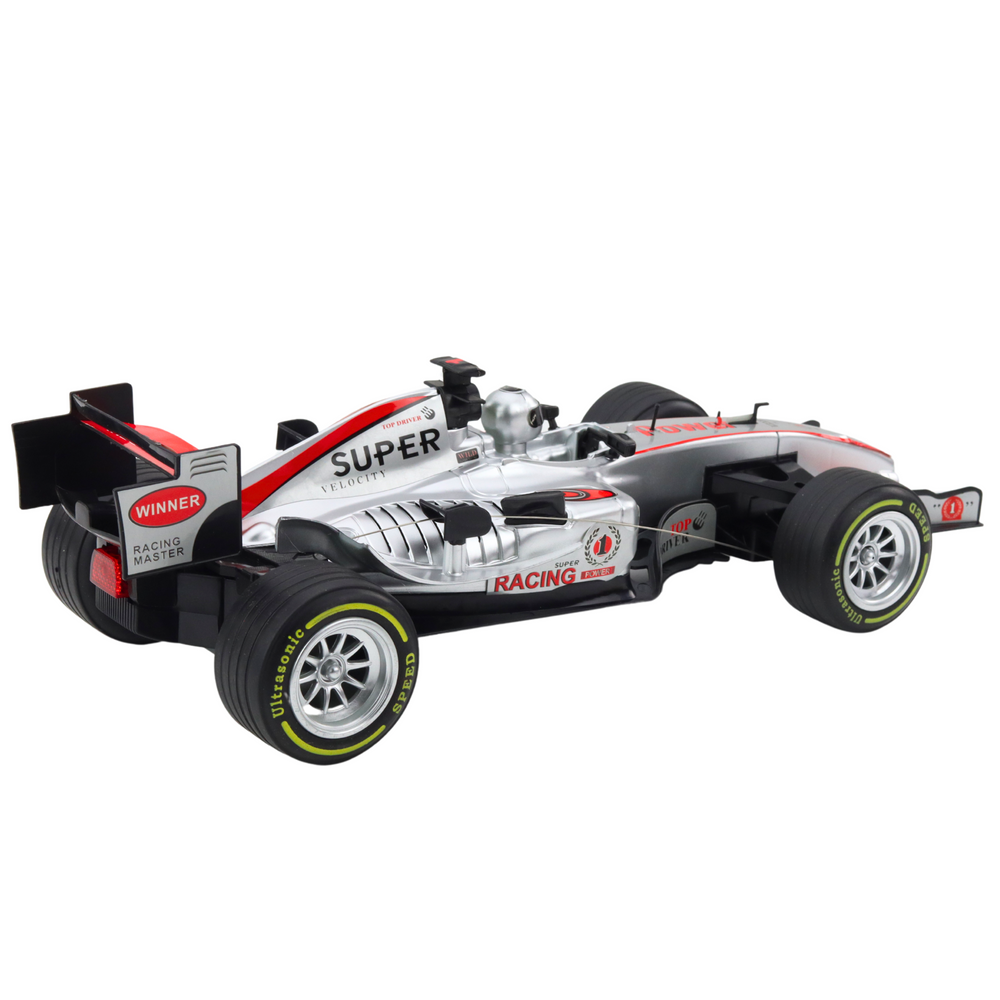 Nuotoliniu būdu valdomas lenktyninis automobilis 1:12, sidabrinis