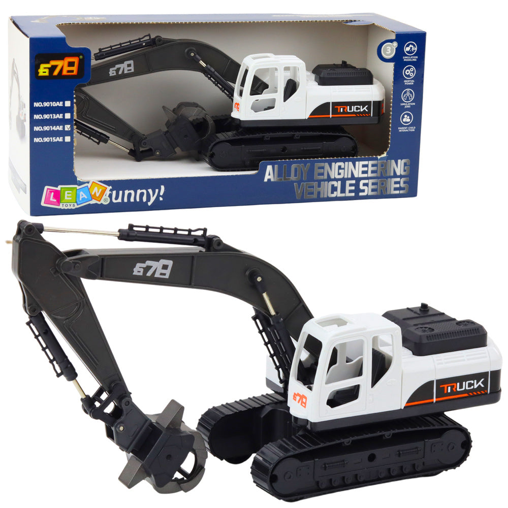 Vikšrinis ekskavatorius su griebtuvu, pasukamas 360° kampu, juodas