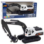 Vikšrinis ekskavatorius su griebtuvu, pasukamas 360° kampu, juodas