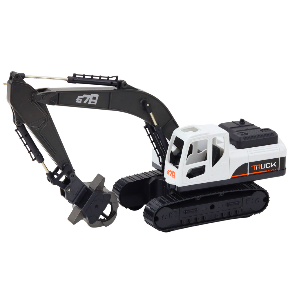 Vikšrinis ekskavatorius su griebtuvu, pasukamas 360° kampu, juodas