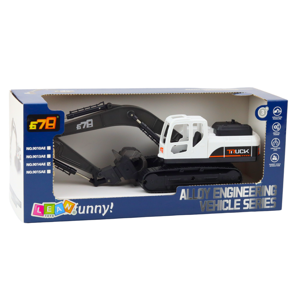 Vikšrinis ekskavatorius su griebtuvu, pasukamas 360° kampu, juodas