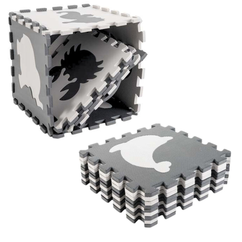 Minkštas EVA  dėlionės kilimėlis vaikams 9 vnt., pilkas