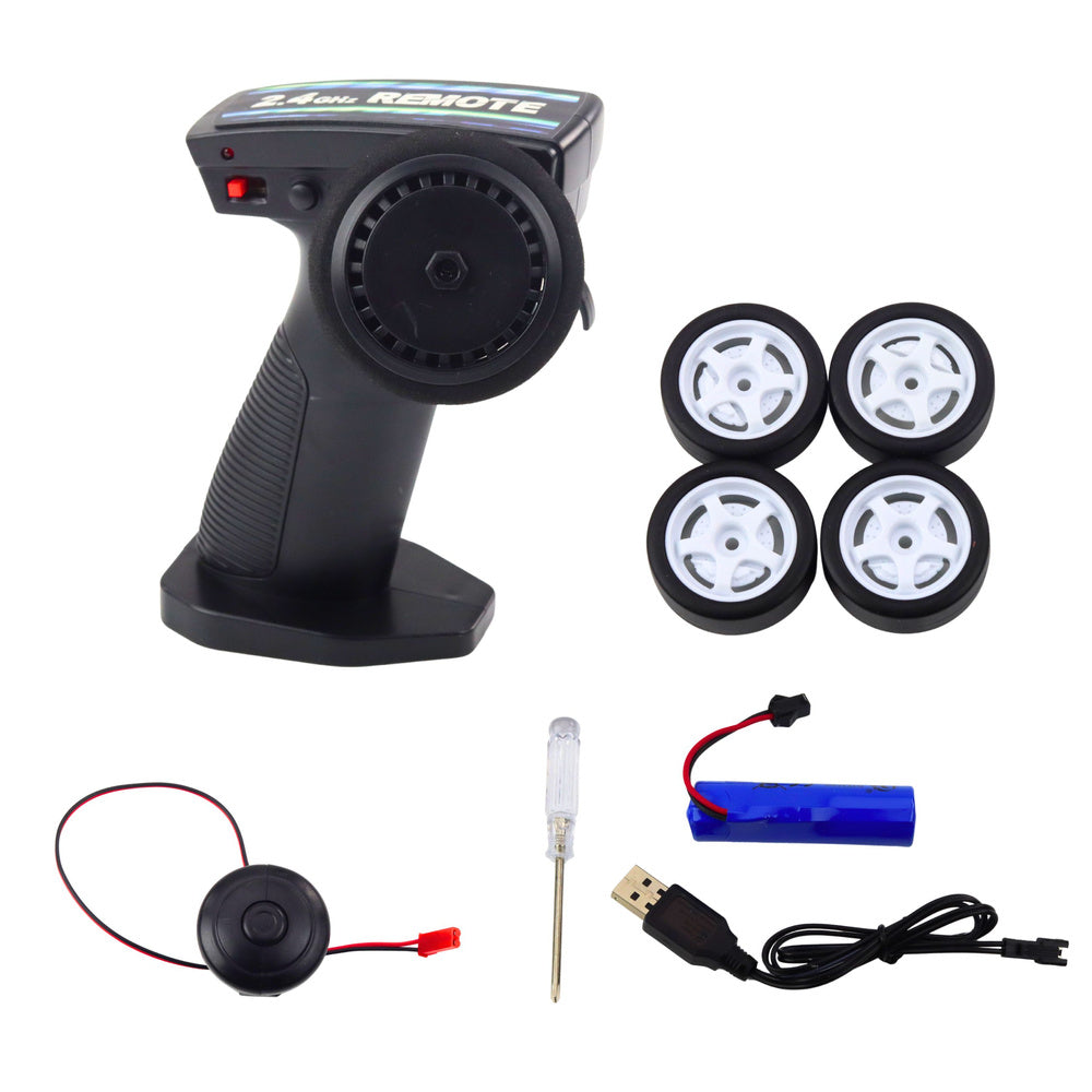 Nuotoliniu būdu valdomas lenktyninis automobilis su keičiamais ratais „Drift Yellow“