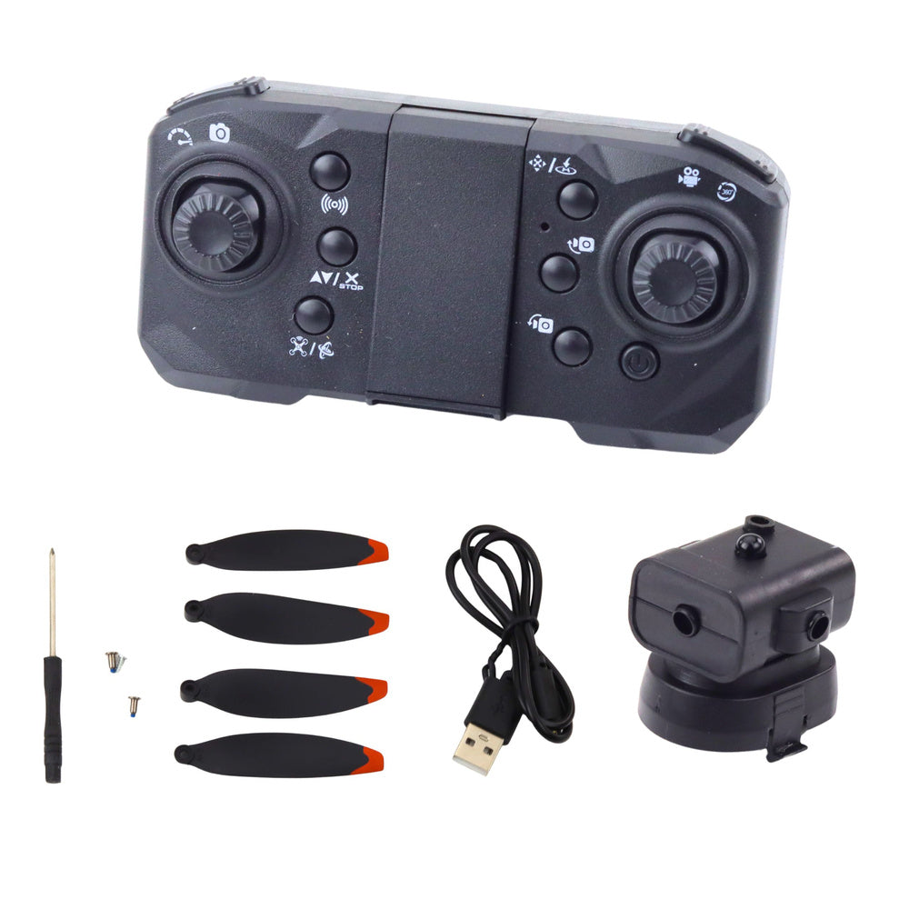 Nuotoliniu būdu valdomas D6 PRO dronas su dvejomis HD kameromis LED žibintais, oranžinis