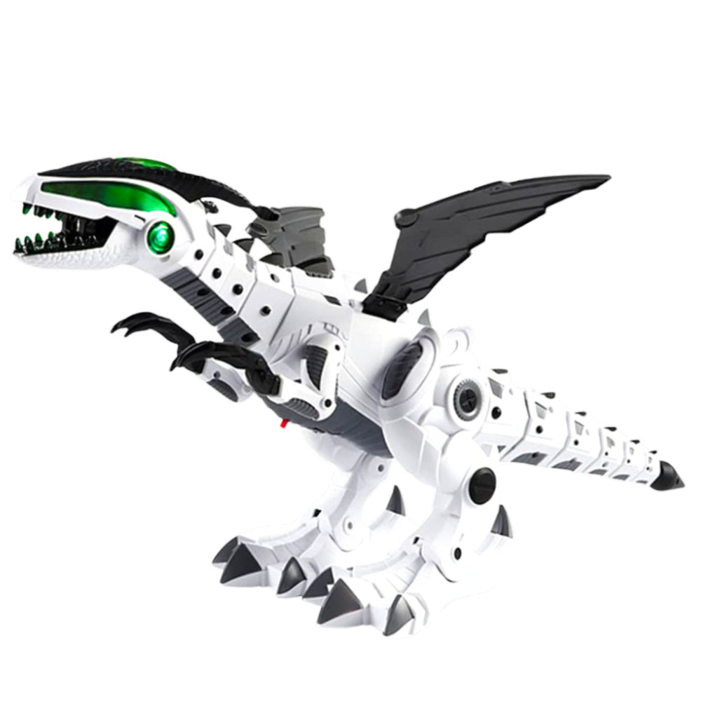 Interaktyvus robotas dinozauras su šviesomis ir garsu, baltas