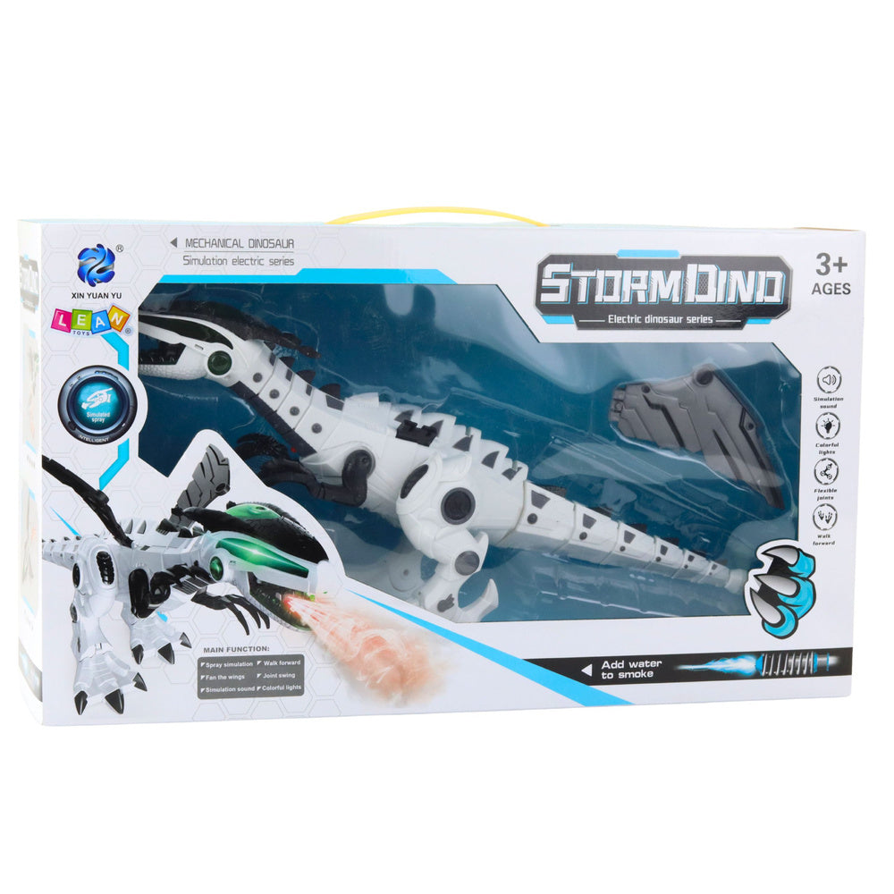 Interaktyvus robotas dinozauras su šviesomis ir garsu, baltas