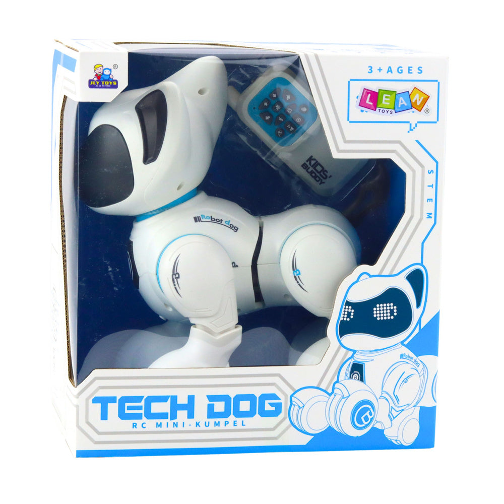 Nuotoliniu būdu valdomas robotas šuo, baltai mėlynas