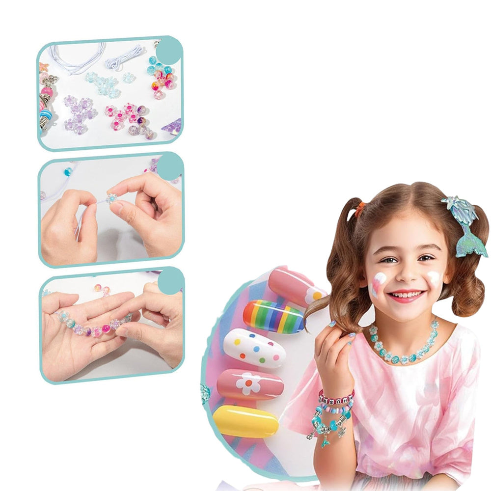 Grožio ir papuošalų kūrimo rinkinys vaikams su undinėlės uodega 48 el.