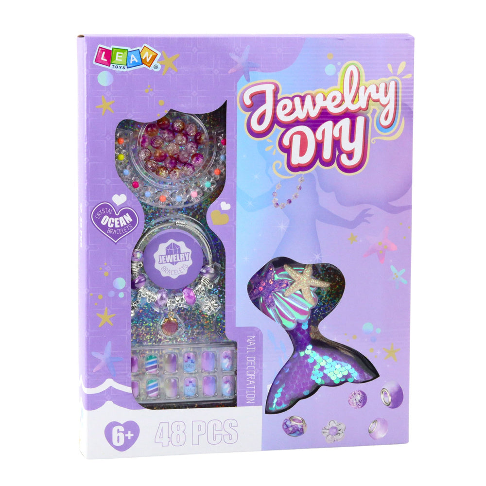 Grožio ir papuošalų kūrimo rinkinys vaikams su undinėlės uodega 48 el.