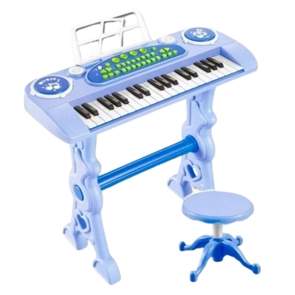 Interaktyvus pianinas vaikams su mikrofonu ir kėdute, 37 klavišai, mėlynas