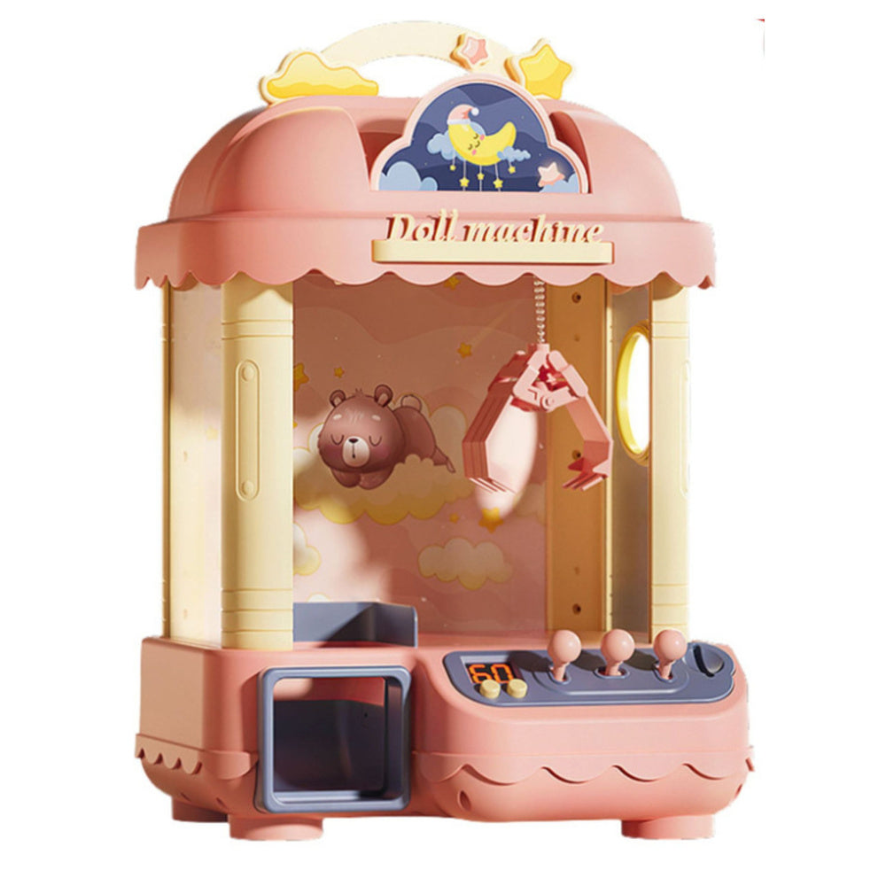 Interaktyvus žaislų gaudymo automatas vaikams su žetonais, rožinis