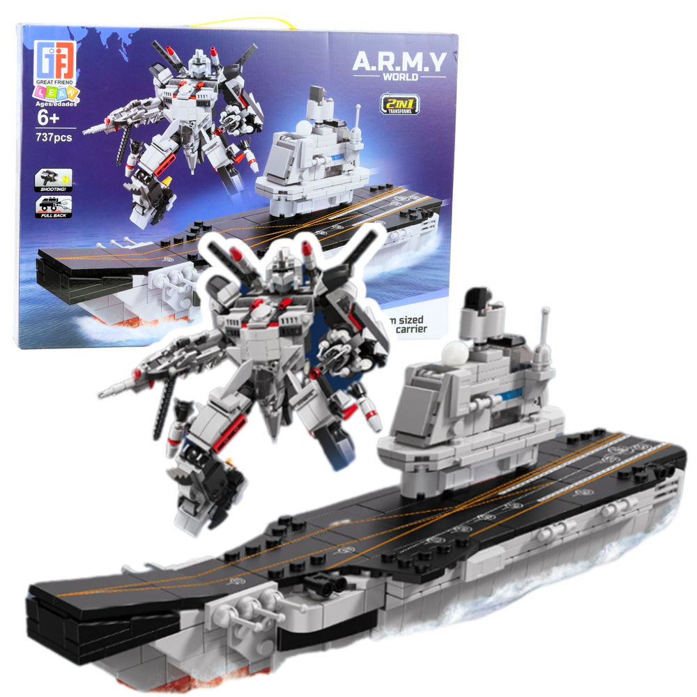 Lėktuvnešio – roboto konstruktoriaus rinkinys vaikams 2in1 737 el.