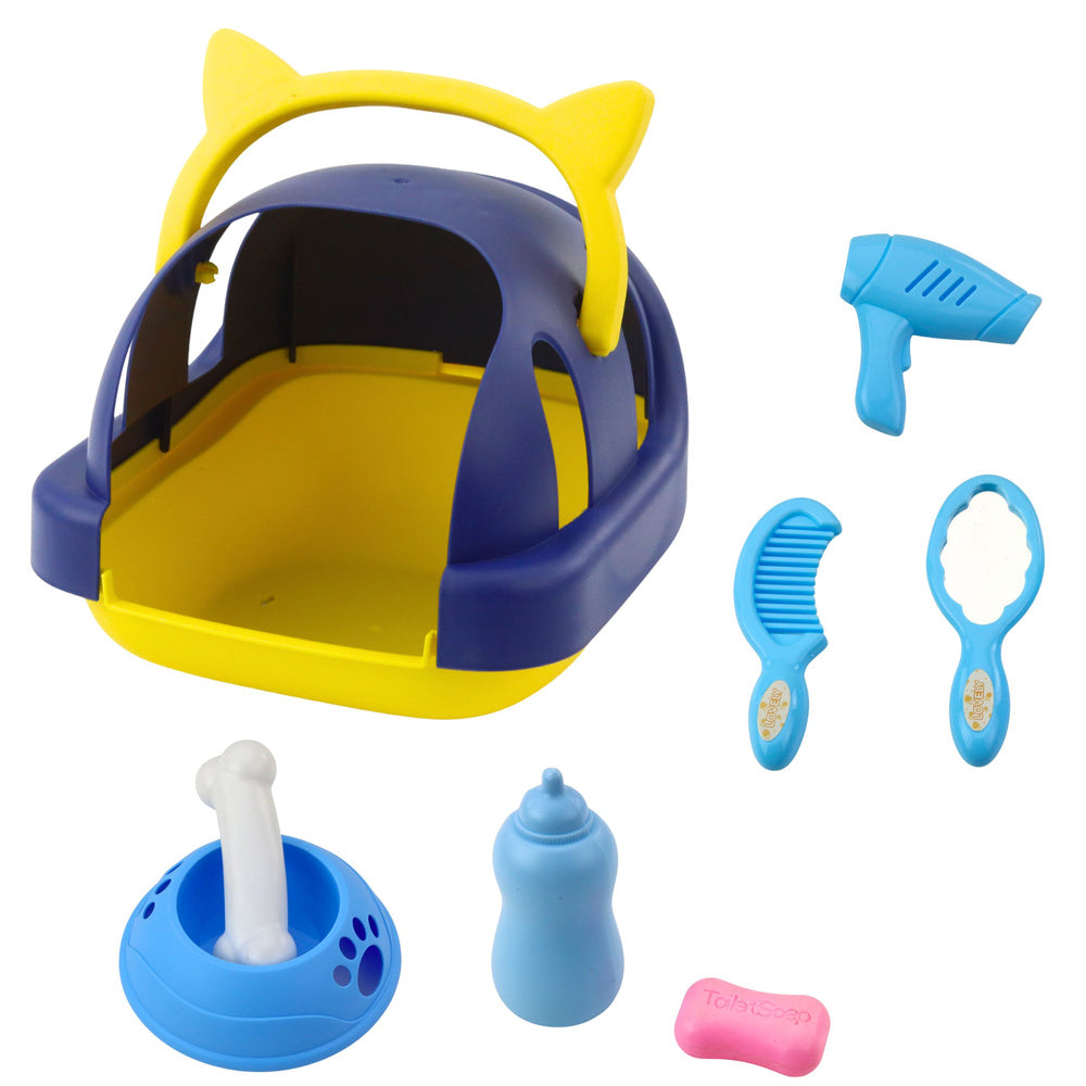 Interaktyvus pliušinis šuo su priedais, pilkai baltas