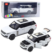 Metalinis Range Rover automobilis su garso ir šviesos efektais 1:32, baltas