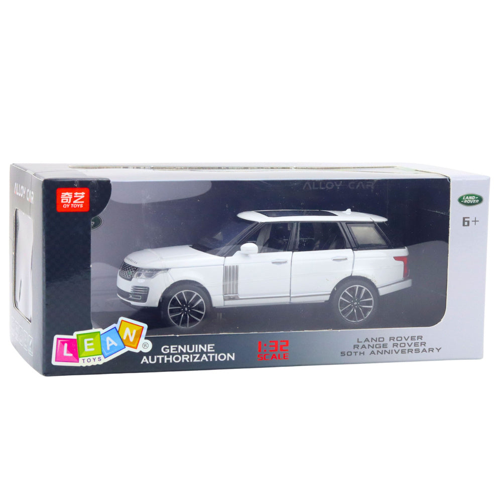 Metalinis Range Rover automobilis su garso ir šviesos efektais 1:32, baltas