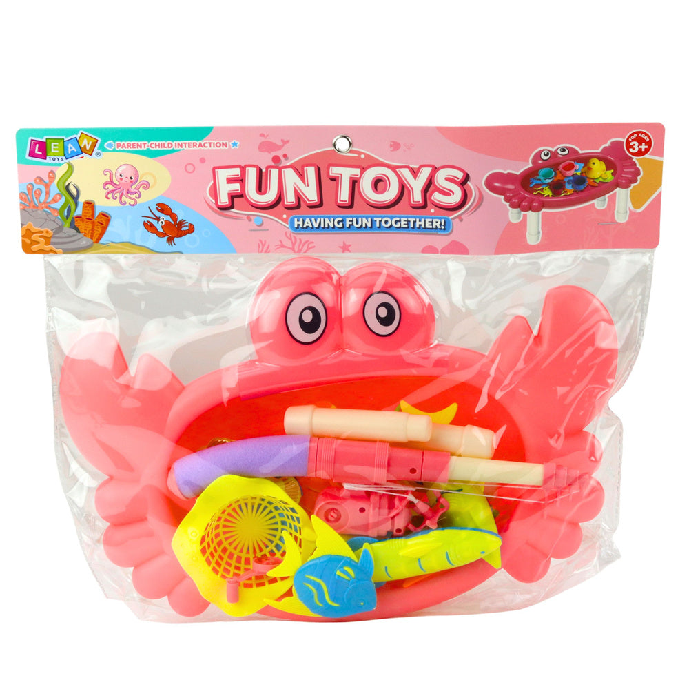 Krabo formos žvejybos stalo rinkinys vaikams, rožinis