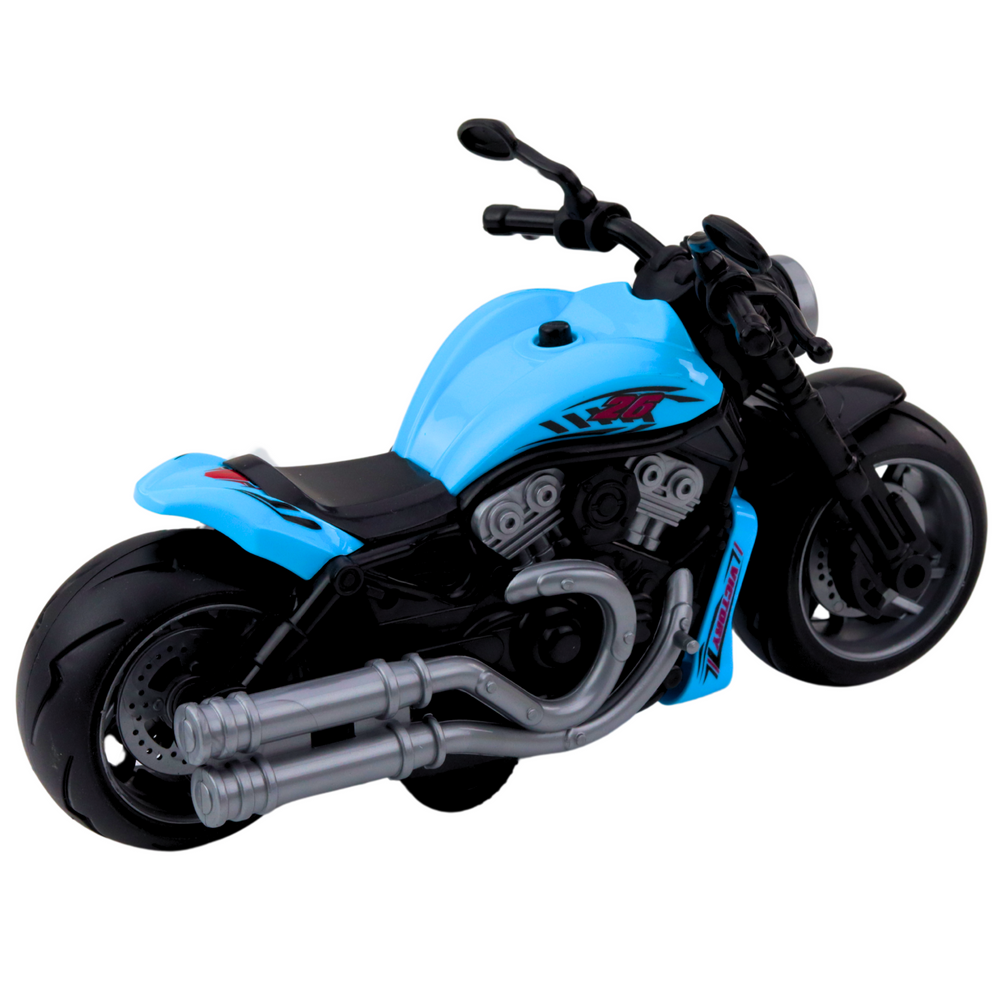 Žaislinis motociklas su garso ir šviesos efektais, mėlynas
