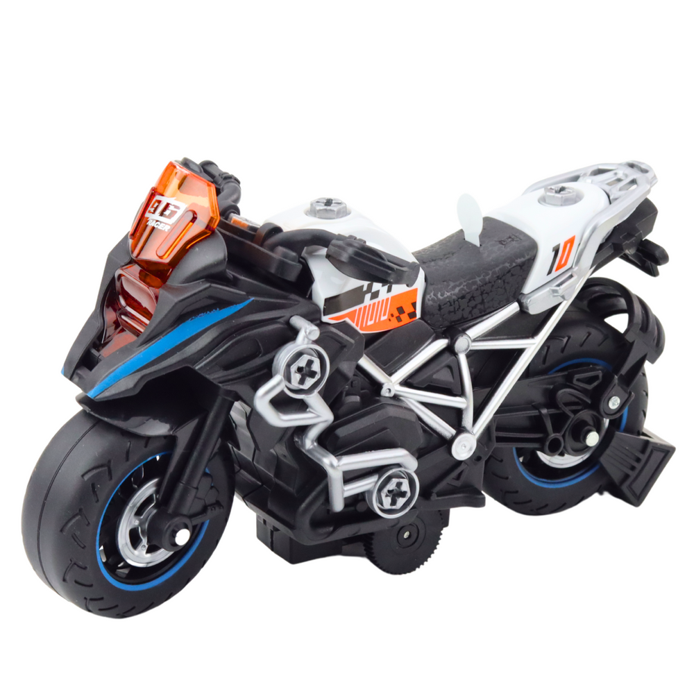 Žaislinis motociklas vaikams su atsuktuvu, juodas