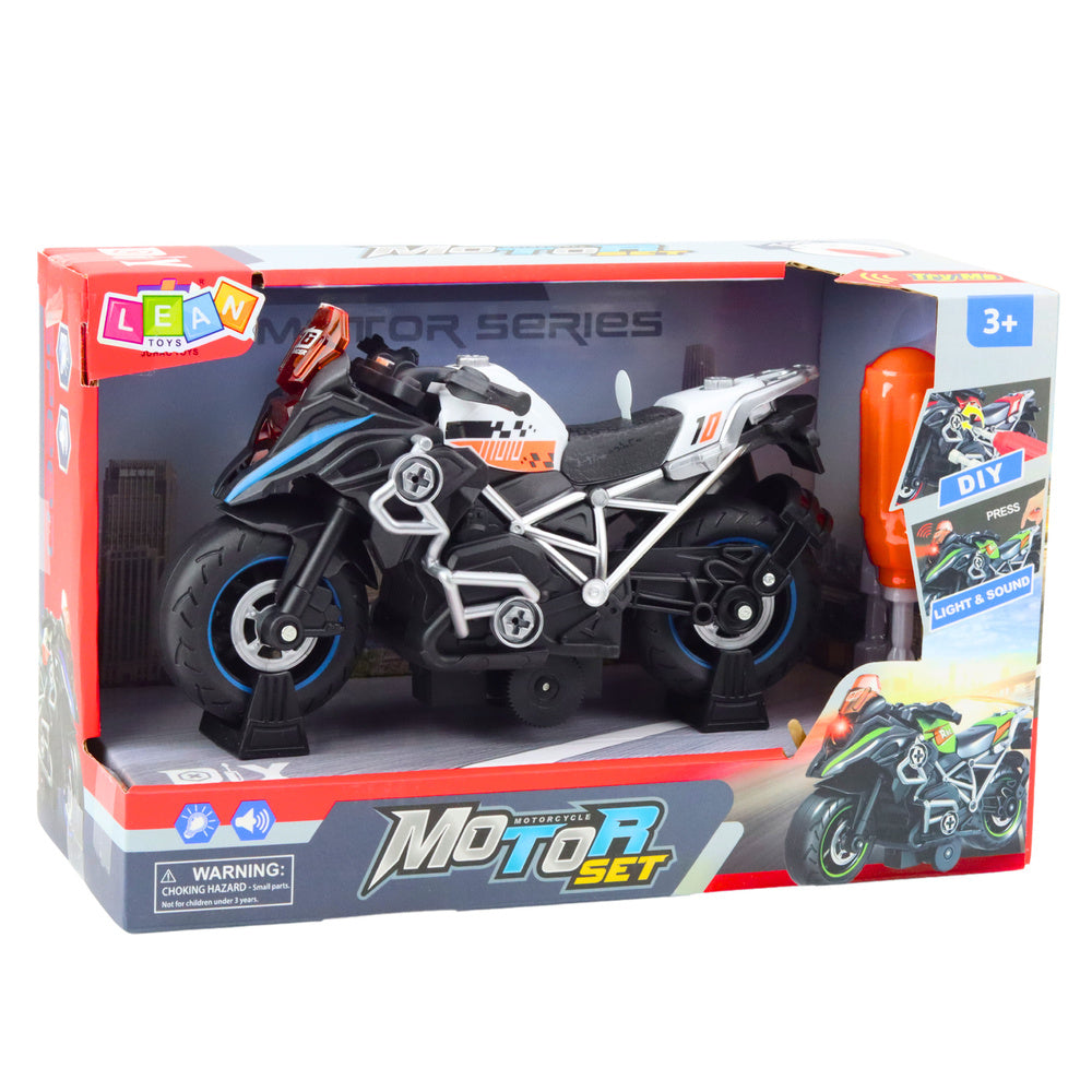 Žaislinis motociklas vaikams su atsuktuvu, juodas