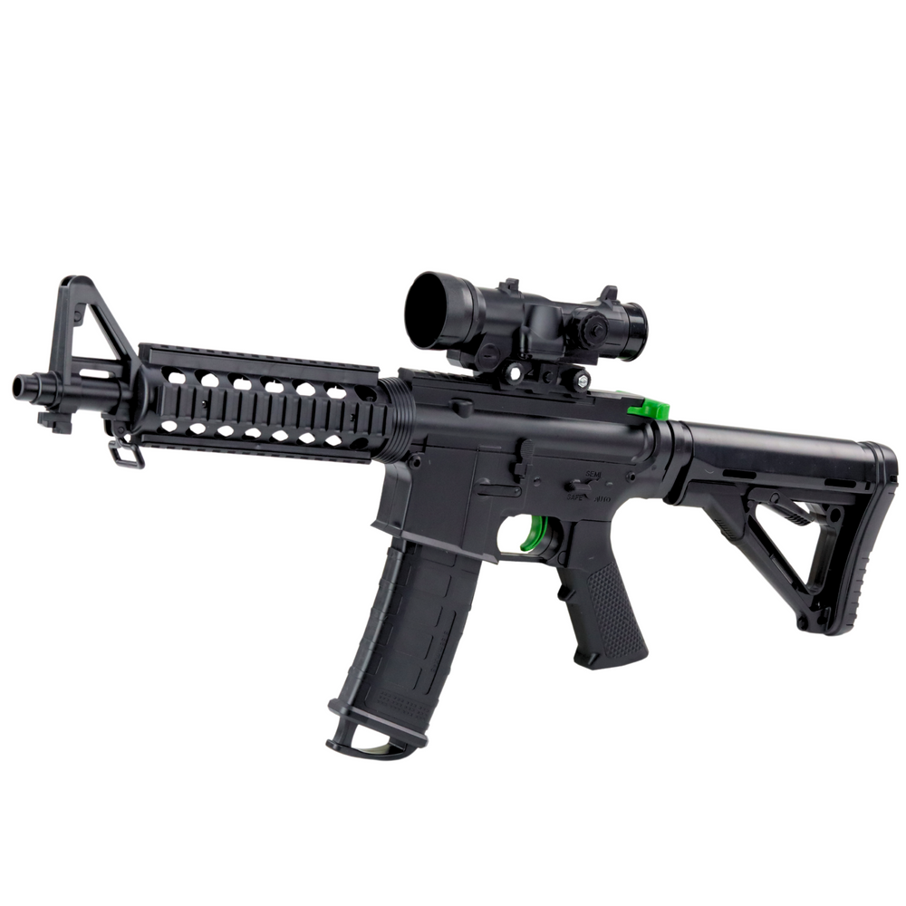 Šautuvas vaikams su vandens rutuliukais ir apsauginiais akiniai, juodas