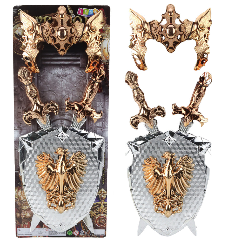 Riterio aksesuarų rinkinys vaikams su dviem kardais, auksinis