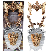 Riterio aksesuarų rinkinys vaikams su dviem kardais, auksinis