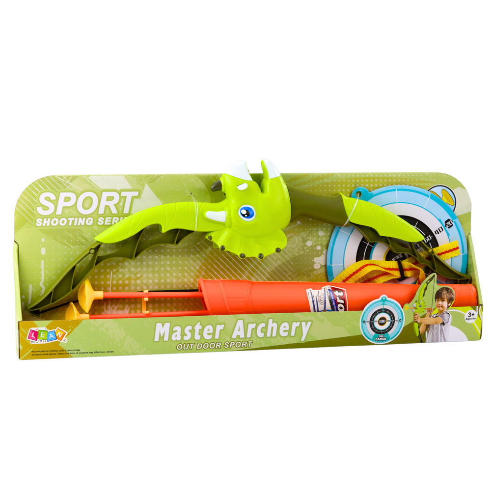 Žaislinis lanko rinkinys su dinozauro motyvais ir taikiniu