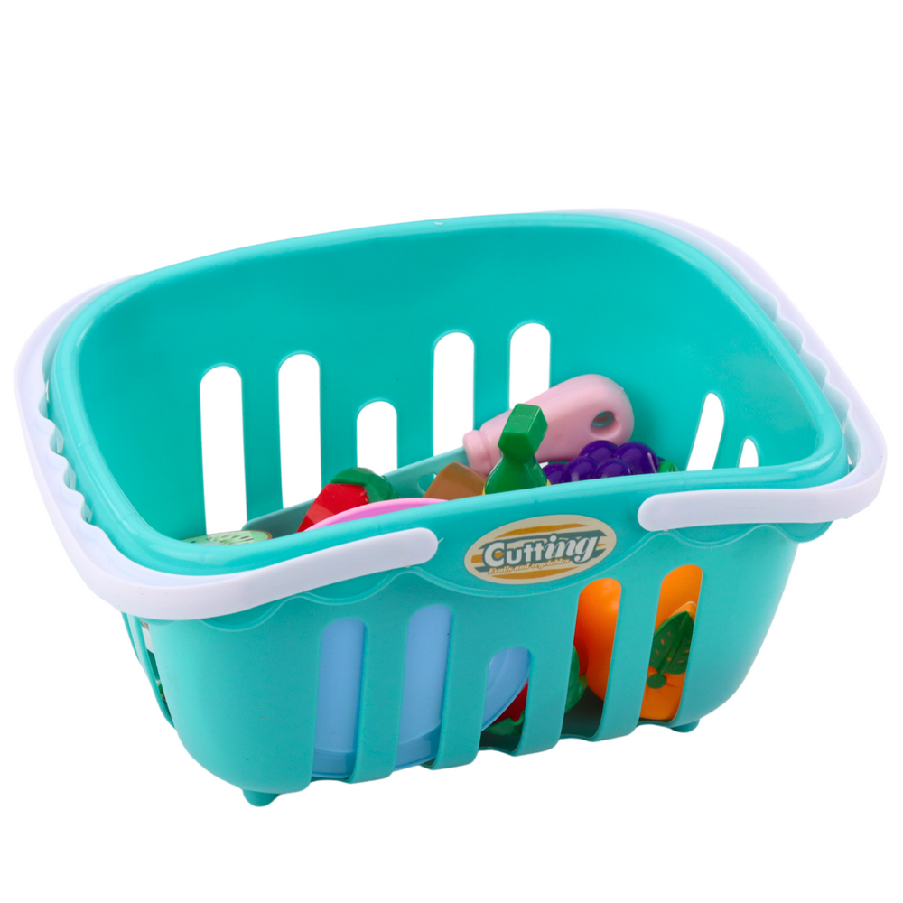 Vaisių pjaustymo rinkinys vaikams su krepšeliu ir priedais