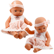 Lėlė kūdikis su rožine suknele