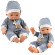 Lėlė kūdikis su pilka pižama
