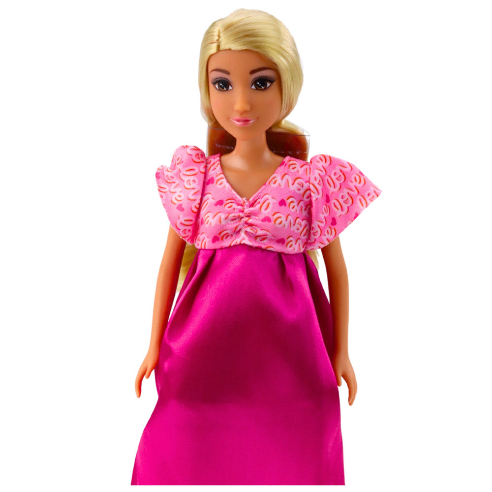 Nėščia lėlė Anlily su ryškiai rožinė suknelė ir kūdikiu