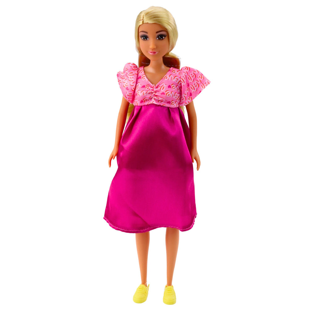 Nėščia lėlė Anlily su ryškiai rožinė suknelė ir kūdikiu