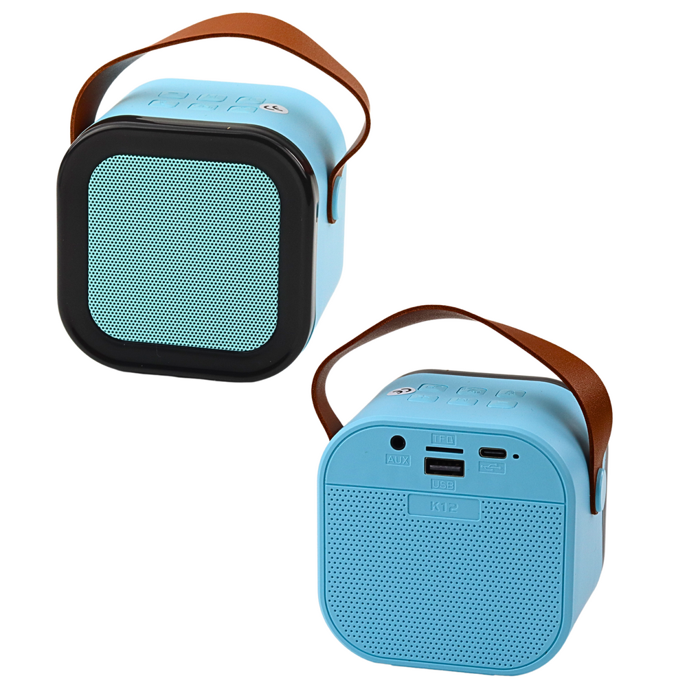 Belaidis karaoke rinkinys vaikams K12 RGB su Bluetooth, mėlynas