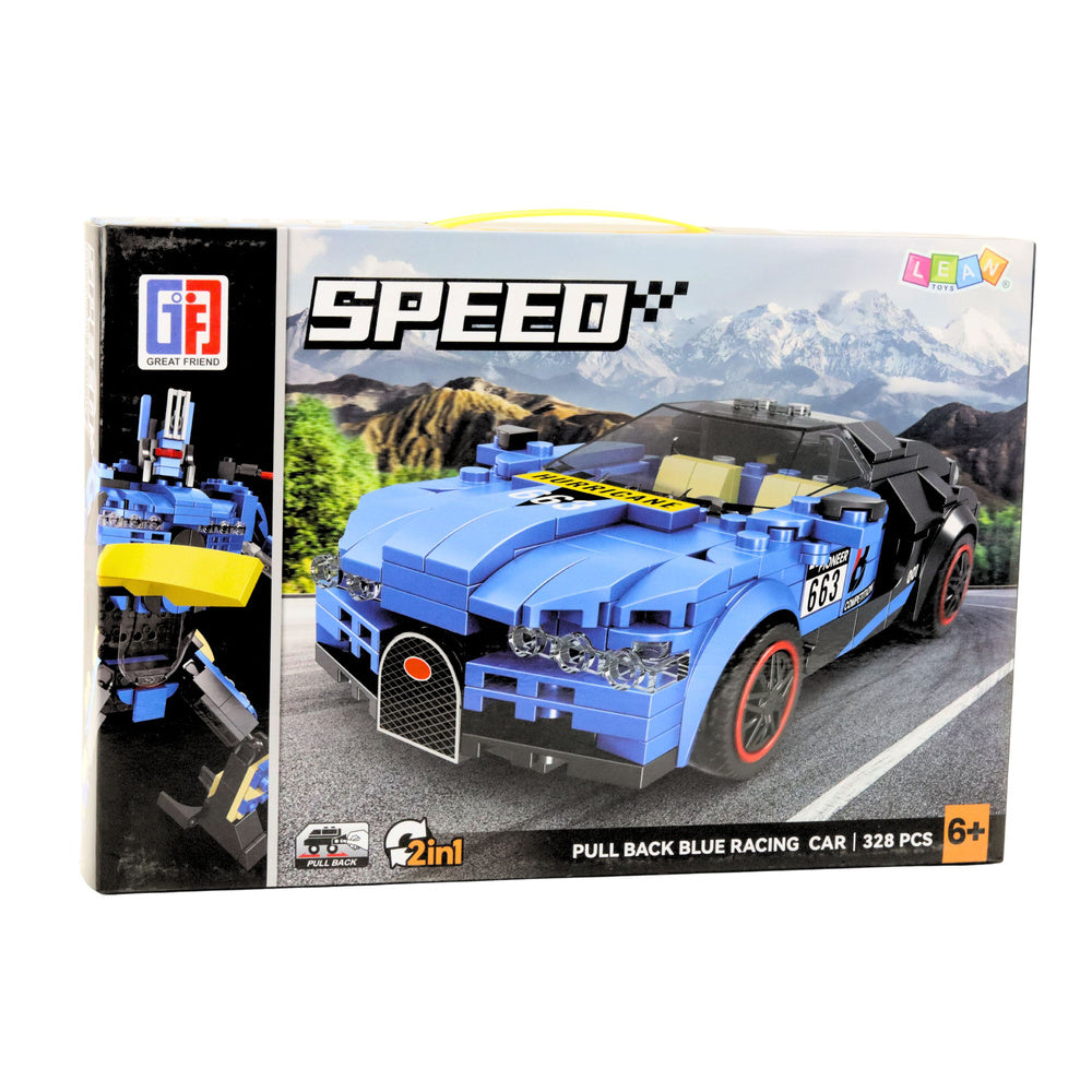 Roboto automobilio GT3 konstruktoriaus rinkinys vaikams 2in1 328 vnt., mėlynas