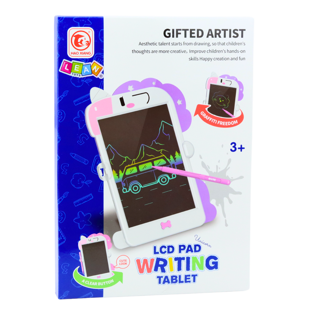 LCD piešimo planšetė su vienaragio motyvu, rožinė