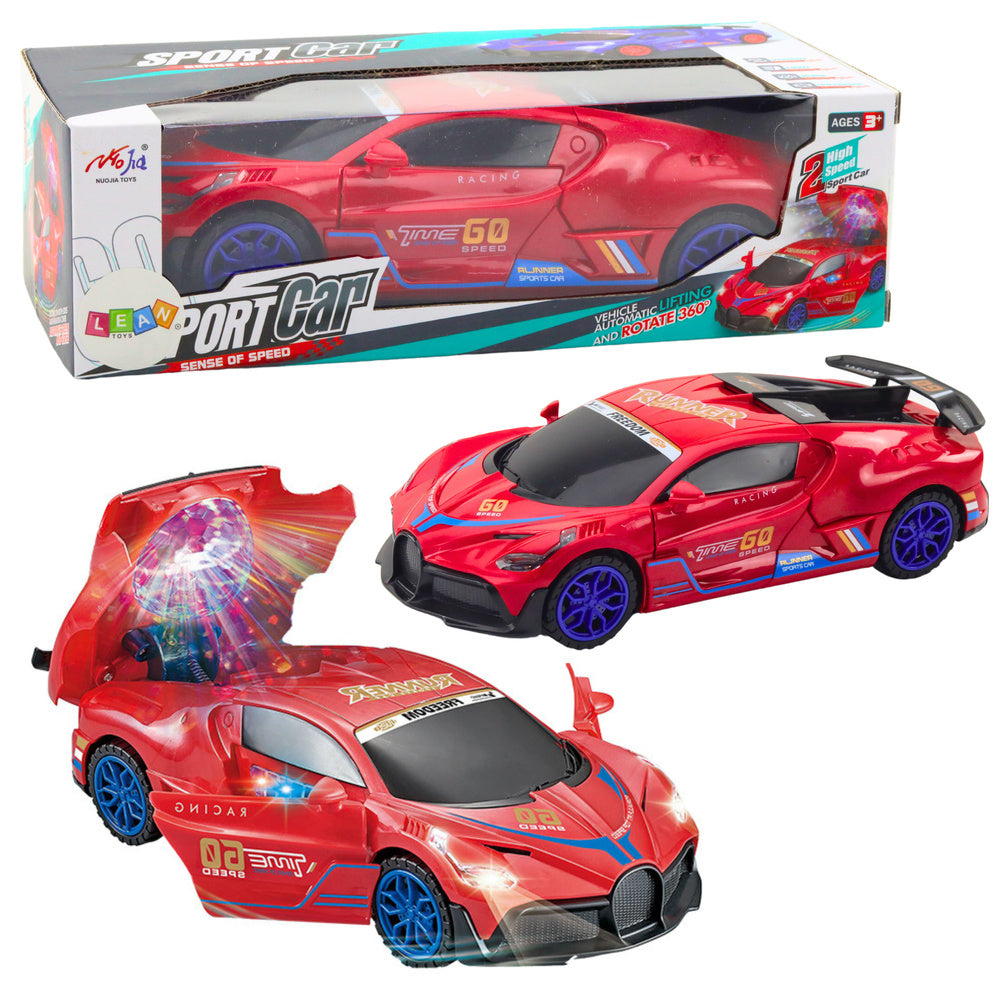 Sportinis automobilis su kliūčių jutikliu, garso ir šviesos efektais, raudonas