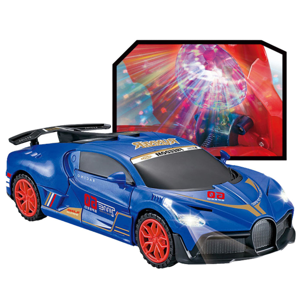Sportinis automobilis su kliūčių jutikliu, garso ir šviesos efektais, mėlynas