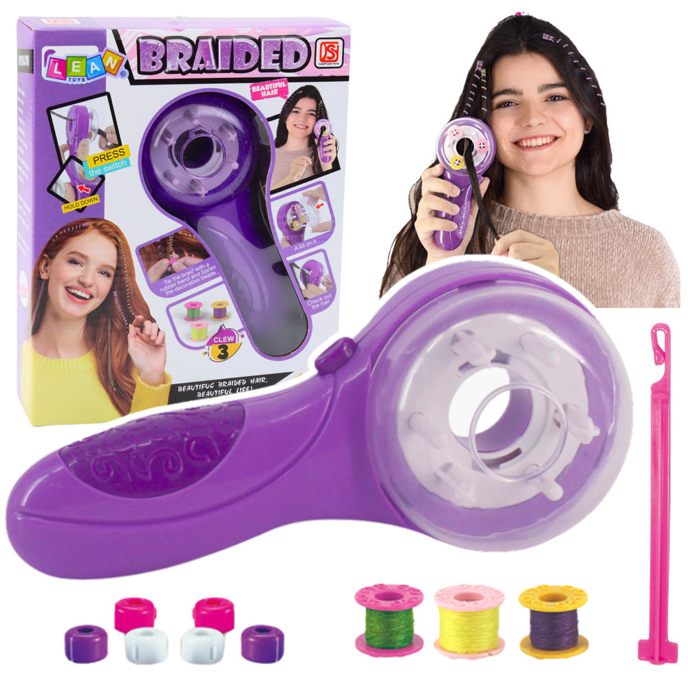 Plaukų pynimo rinkinys su pynimo mašina ir priedais