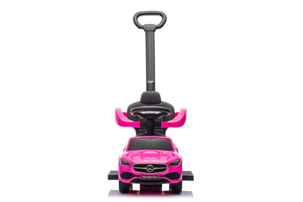 Paspiriamas vaikiškas automobilis Mercedes 3in1 su rankena, rožinis