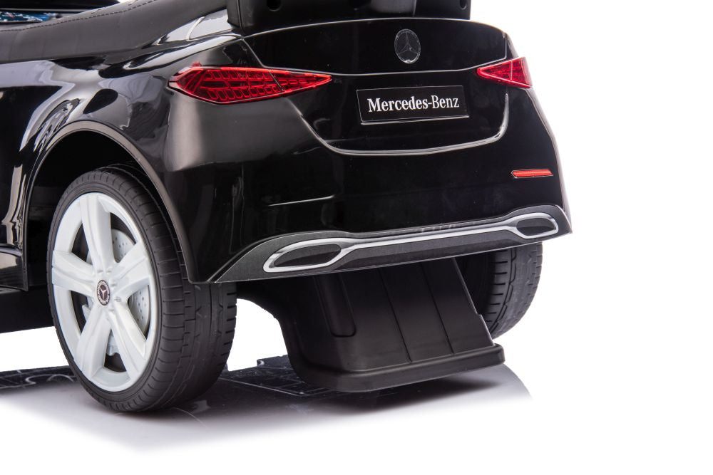 Paspiriamas vaikiškas automobilis Mercedes 3in1 su rankena, juodas