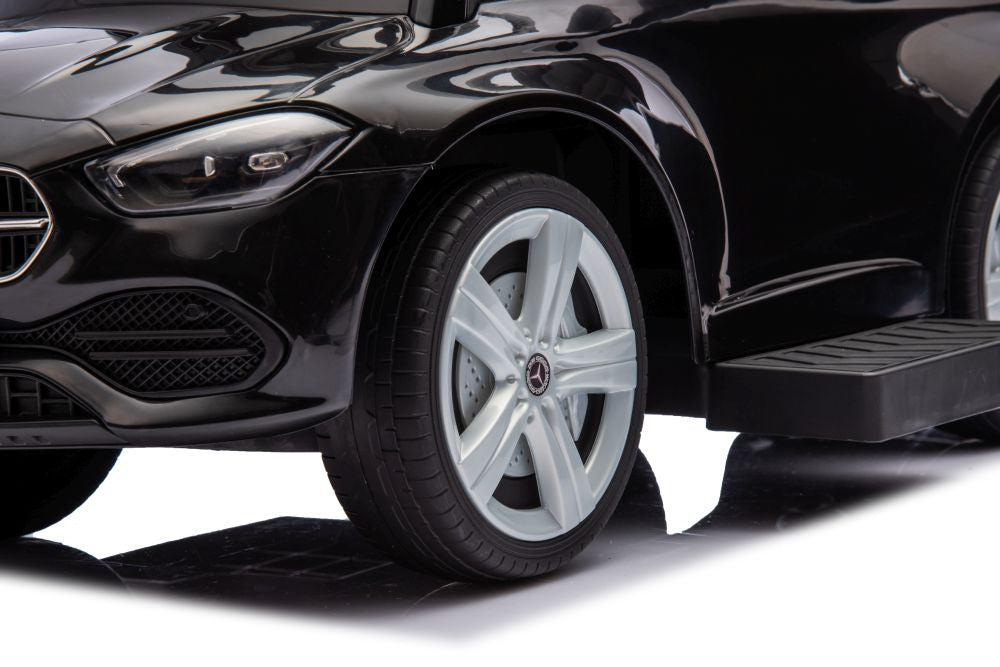 Paspiriamas vaikiškas automobilis Mercedes 3in1 su rankena, juodas