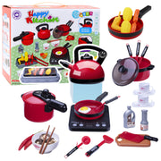 Žaislinis virtuvės puodų rinkinys su interaktyvia kaitlente 36 el.
